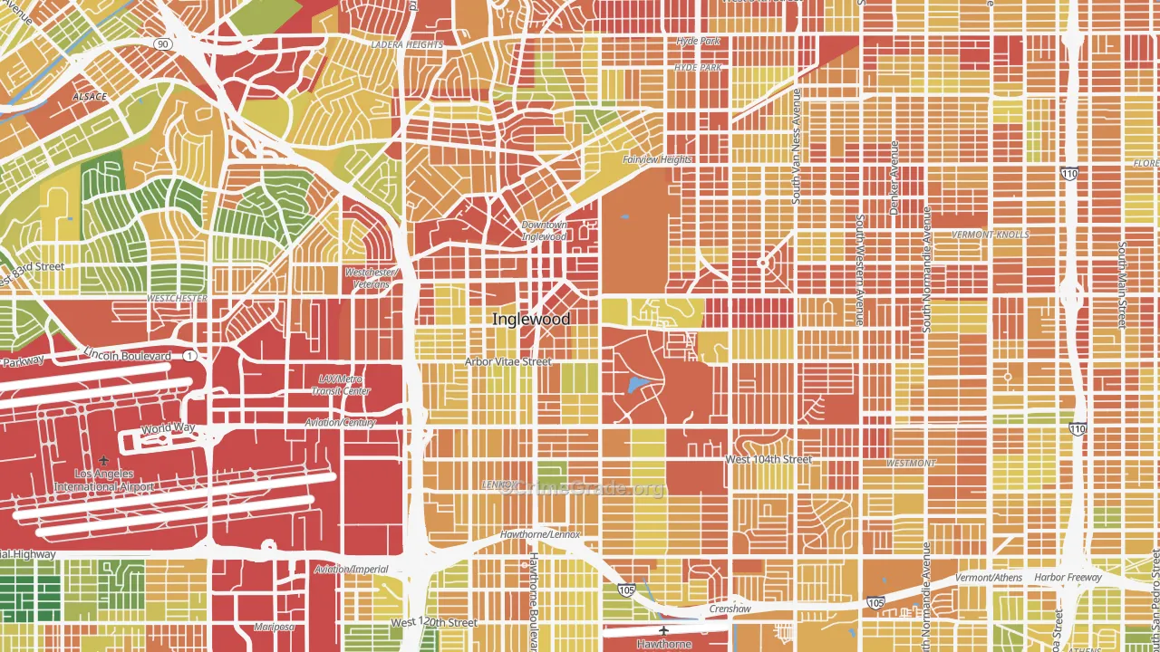 Inglewood, CA Map of Vandalism Rates