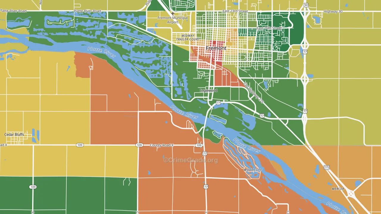 Inglewood, NE Map of Vandalism Rates