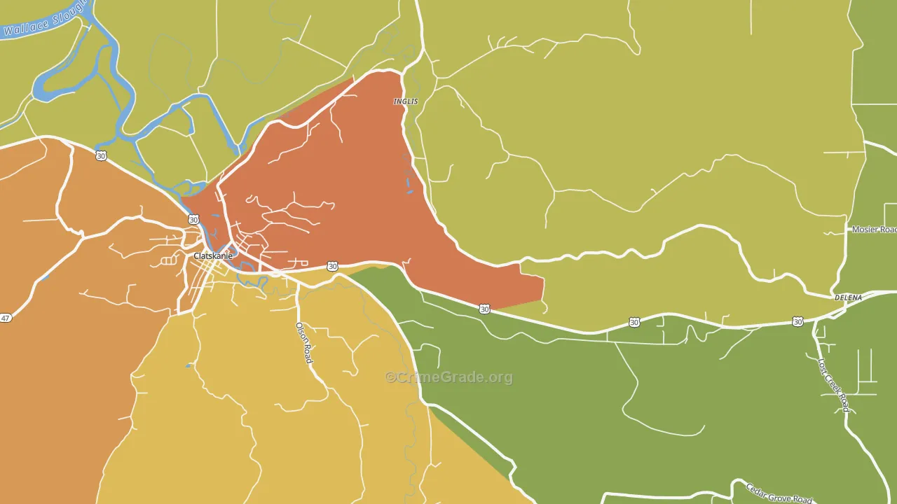 Inglis, OR Map of Vandalism Rates