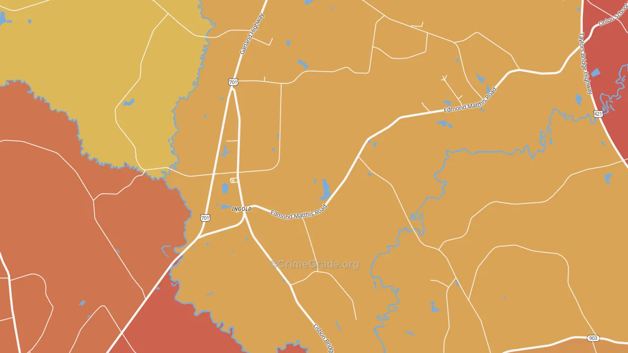 Ingold, NC Map of Vandalism Rates