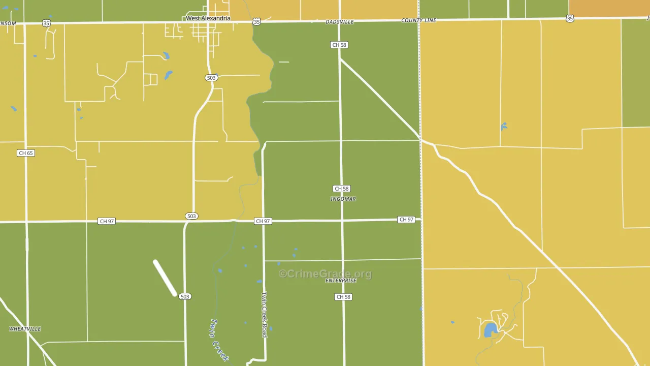 Ingomar, OH Map of Vandalism Rates