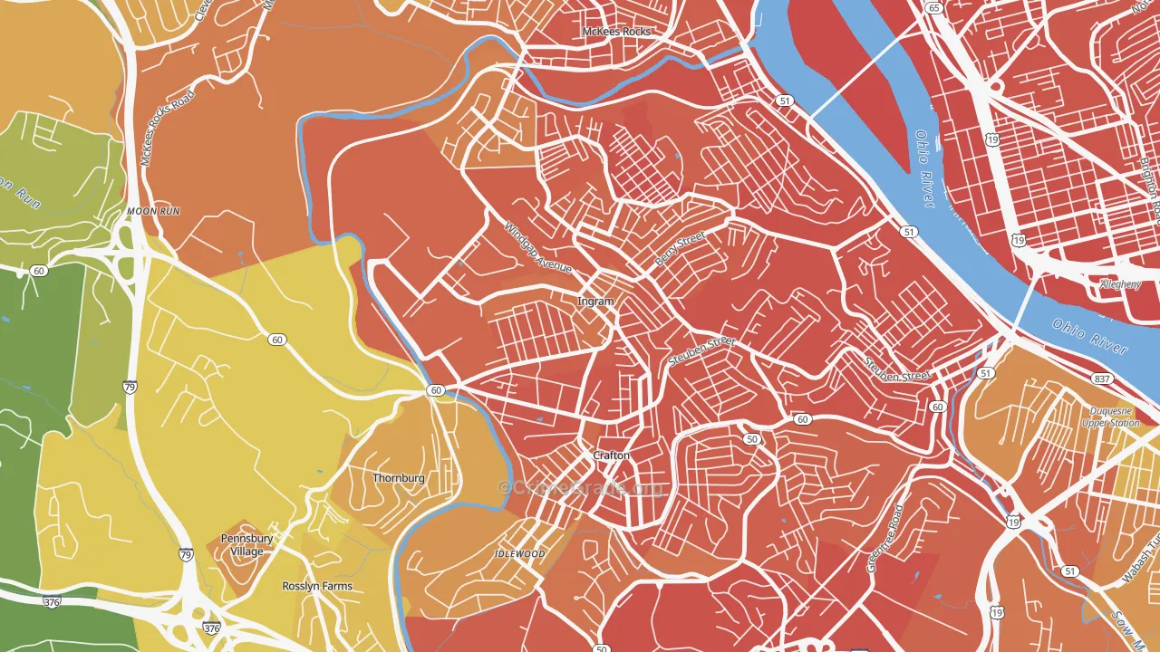 Ingram, PA Map of Vandalism Rates