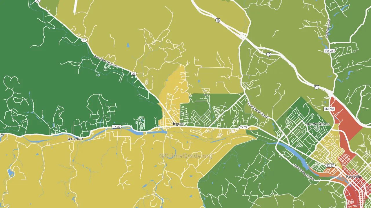 Ingram, TX Map of Vandalism Rates