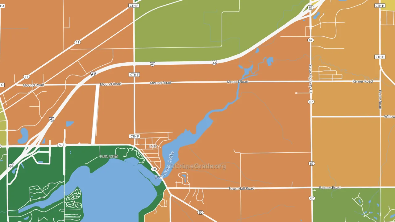 Inlet, WI Map of Vandalism Rates
