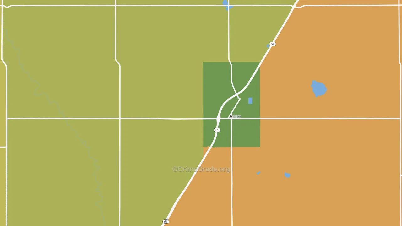 Inman, KS Map of Vandalism Rates