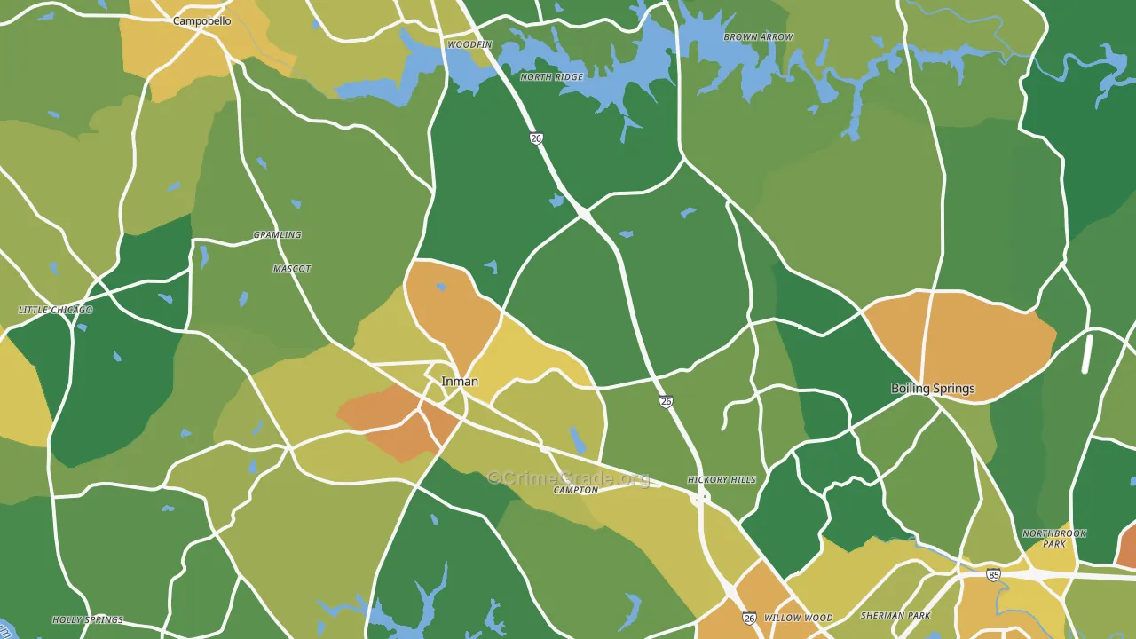 Inman, SC Map of Vandalism Rates