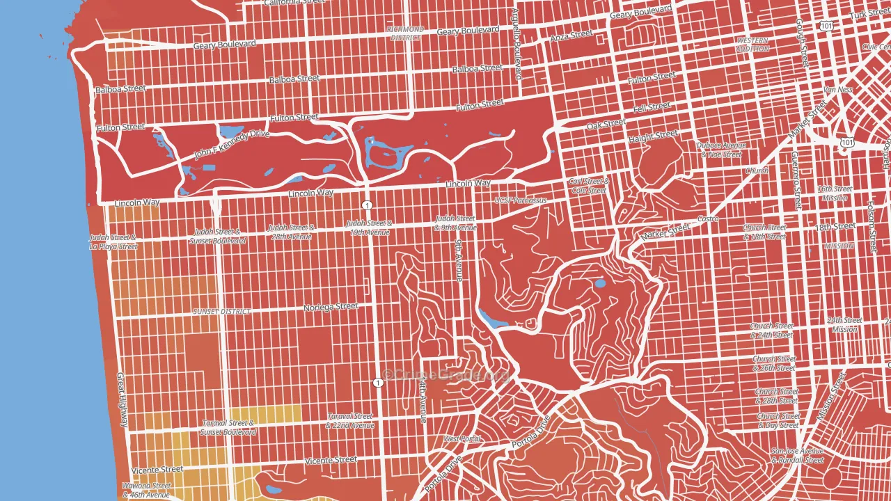 Inner Sunset, San Francisco, CA Map of Vandalism Rates
