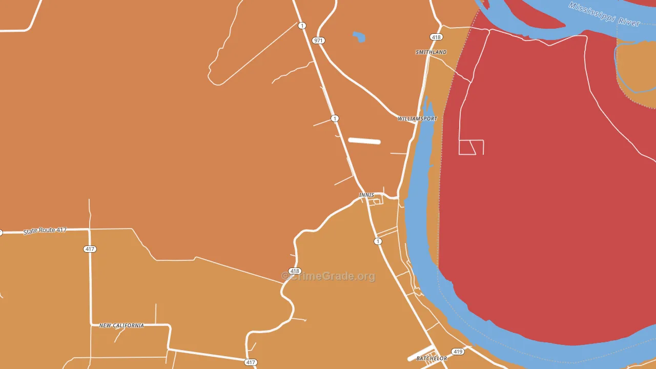 Innis, LA Map of Vandalism Rates