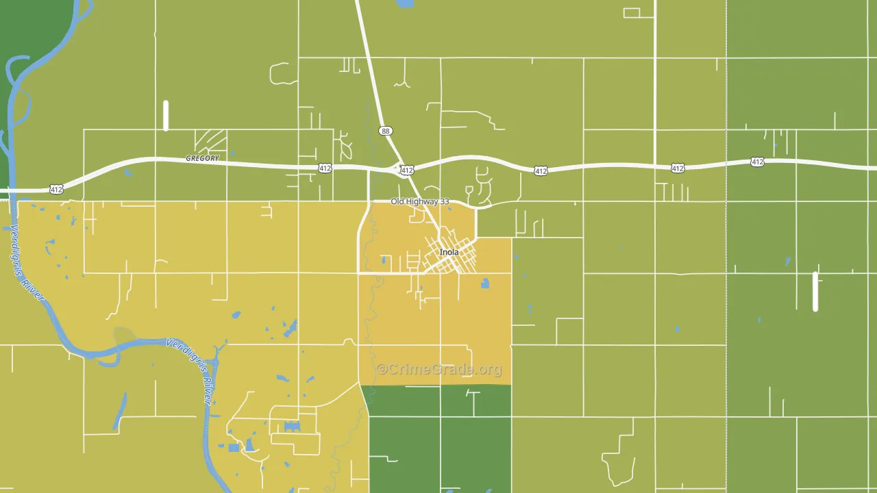 Inola, OK Map of Vandalism Rates