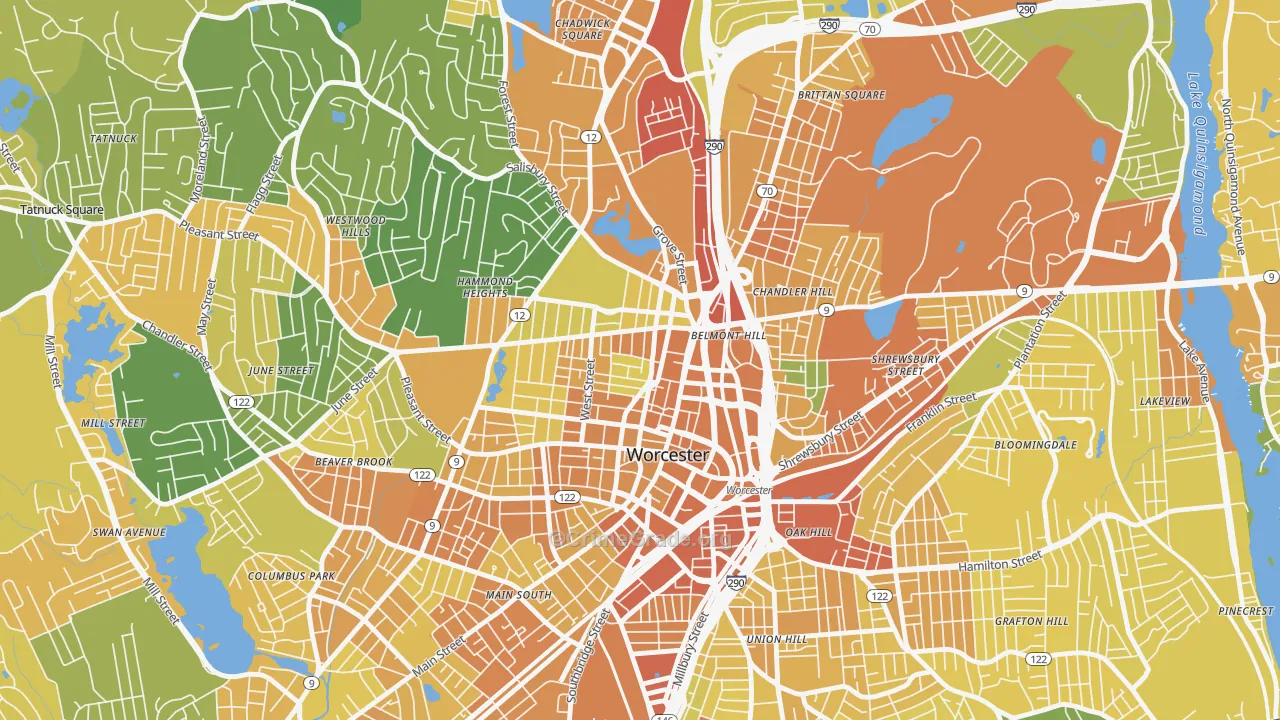 Institute Park, Worcester, MA Map of Vandalism Rates