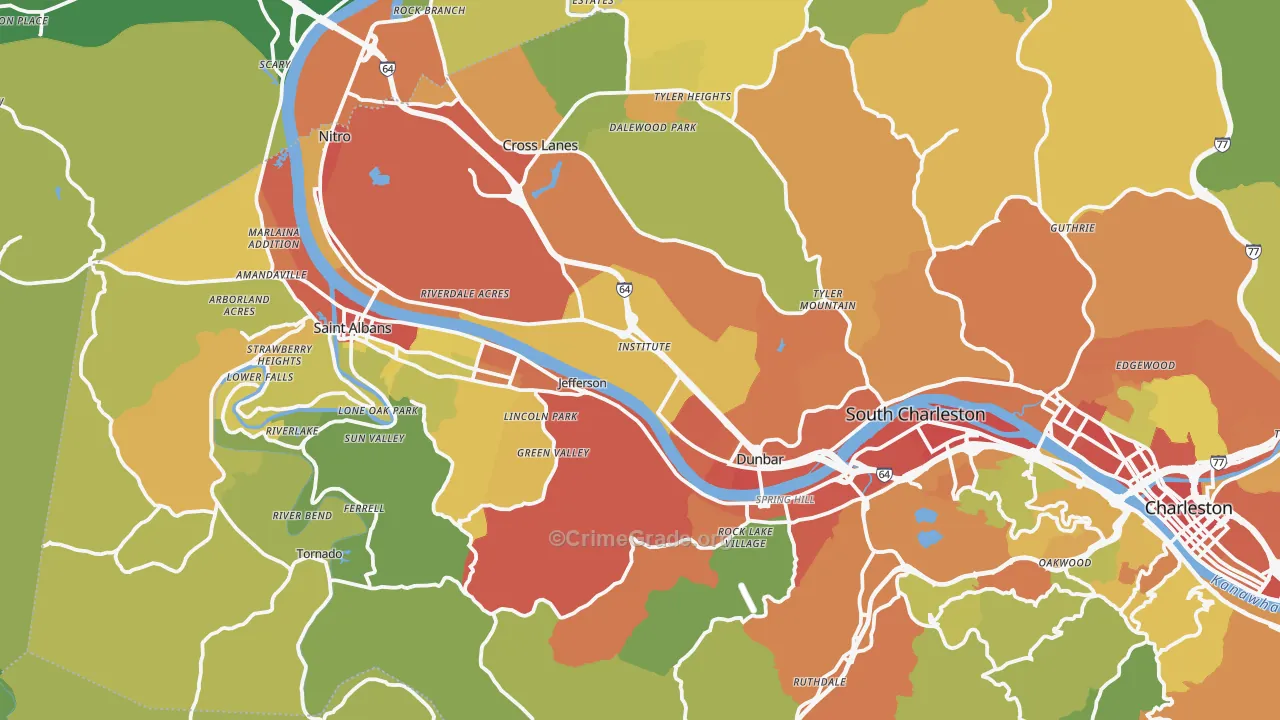 Institute, WV Map of Vandalism Rates