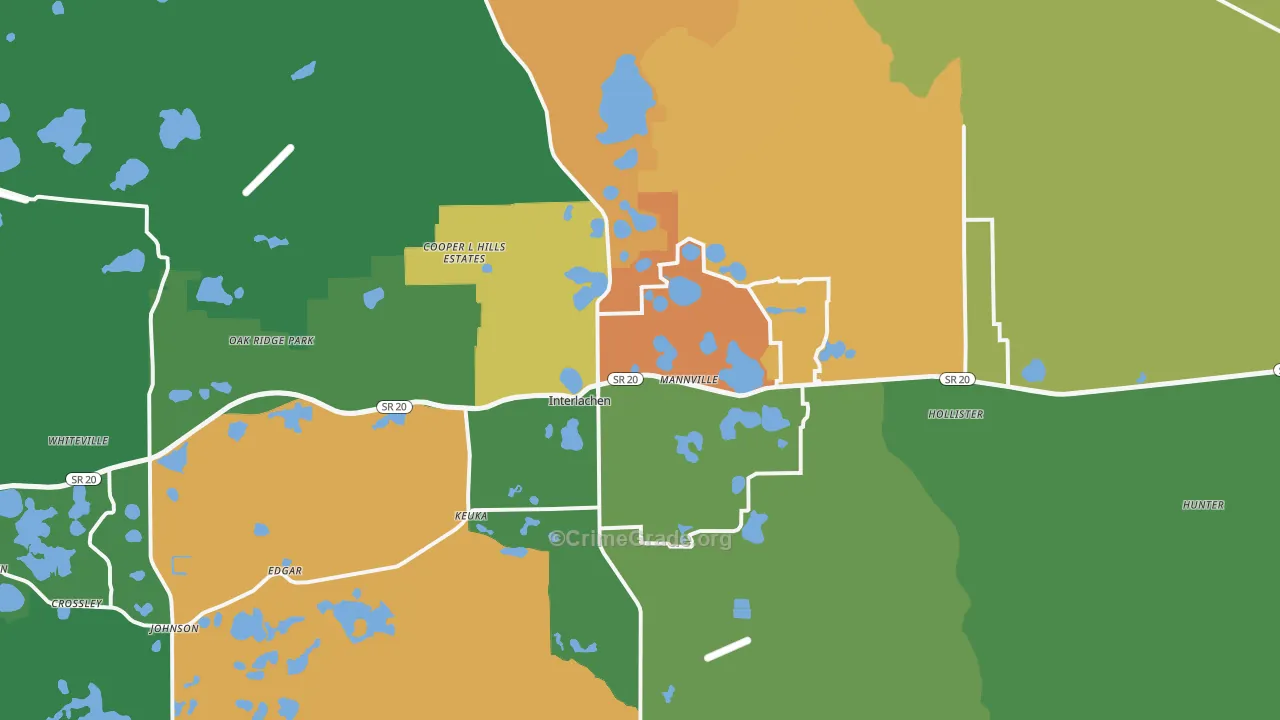 Interlachen, FL Map of Vandalism Rates