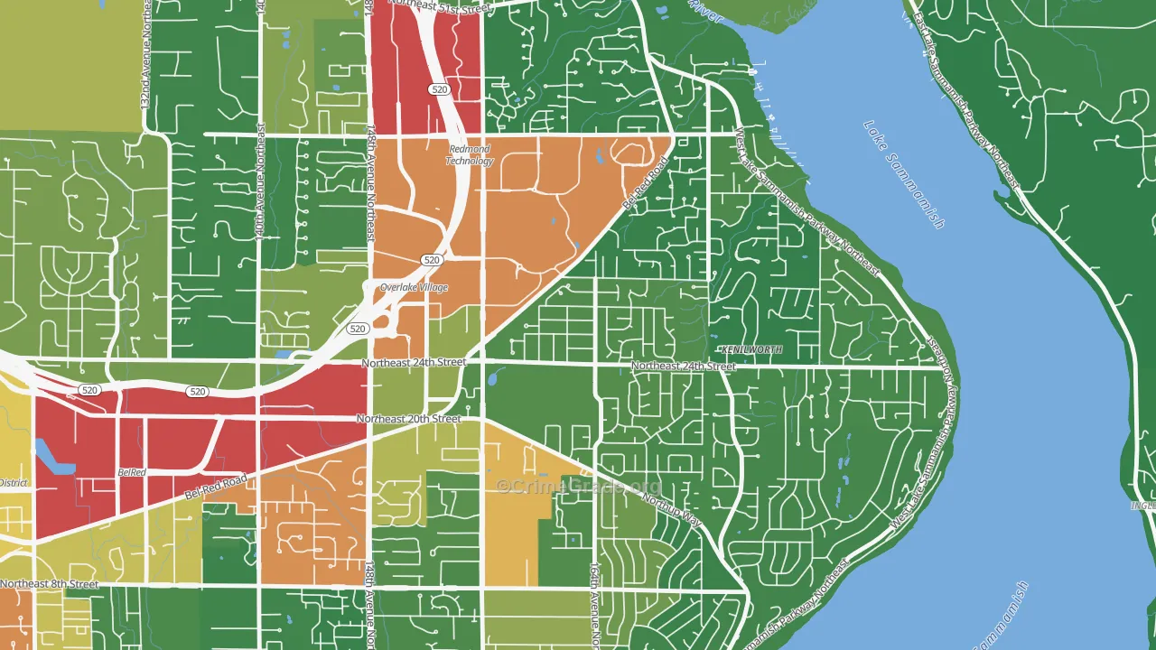 Interlake, Bellevue, WA Map of Vandalism Rates
