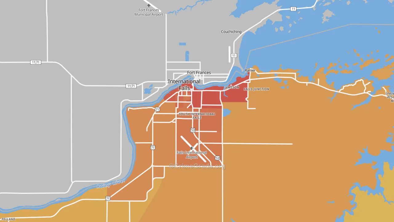 International Falls, MN Map of Vandalism Rates