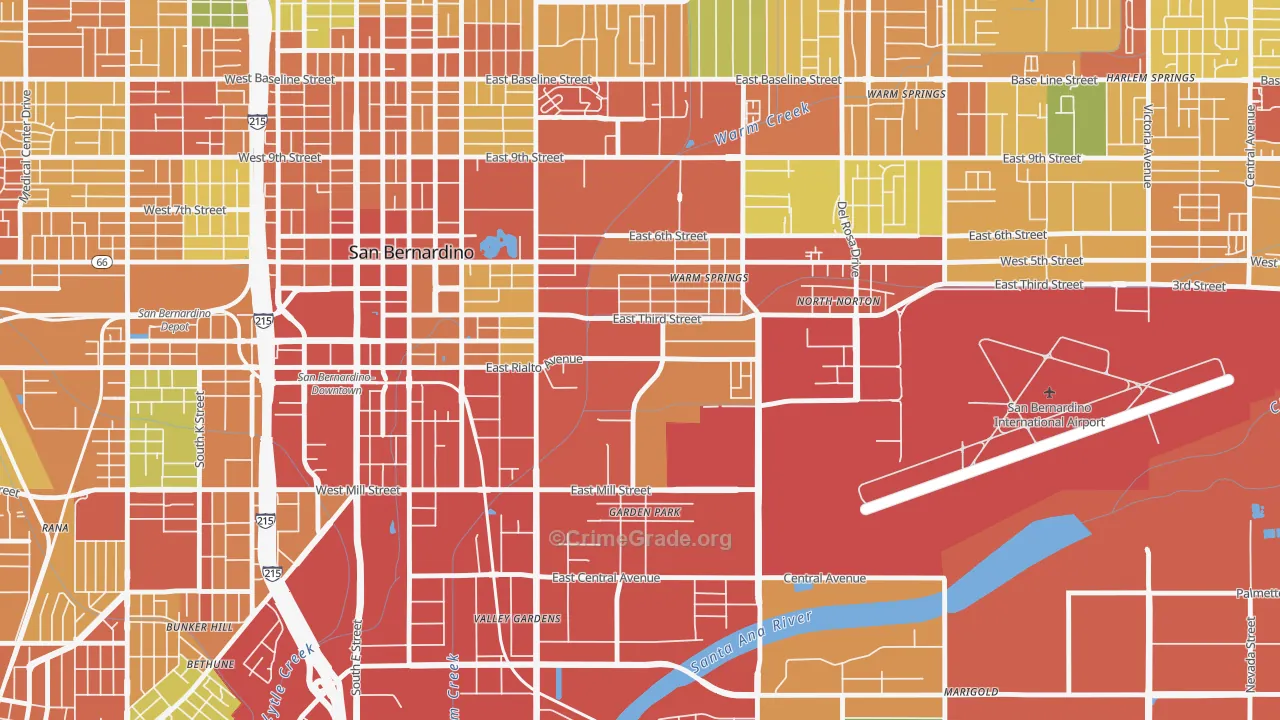 International, San Bernardino, CA Map of Vandalism Rates