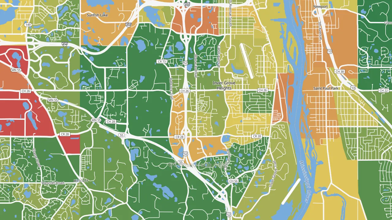 Inver Grove Heights, MN Map of Vandalism Rates