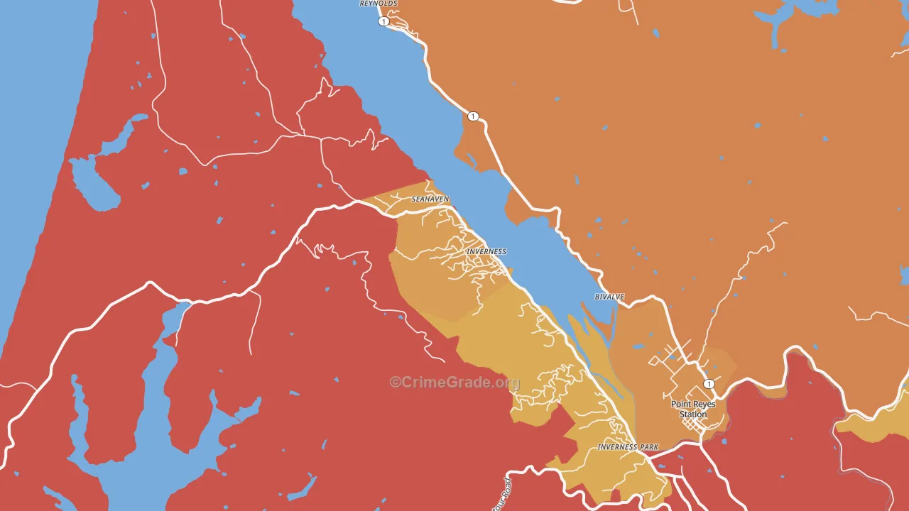 Inverness, CA Map of Vandalism Rates