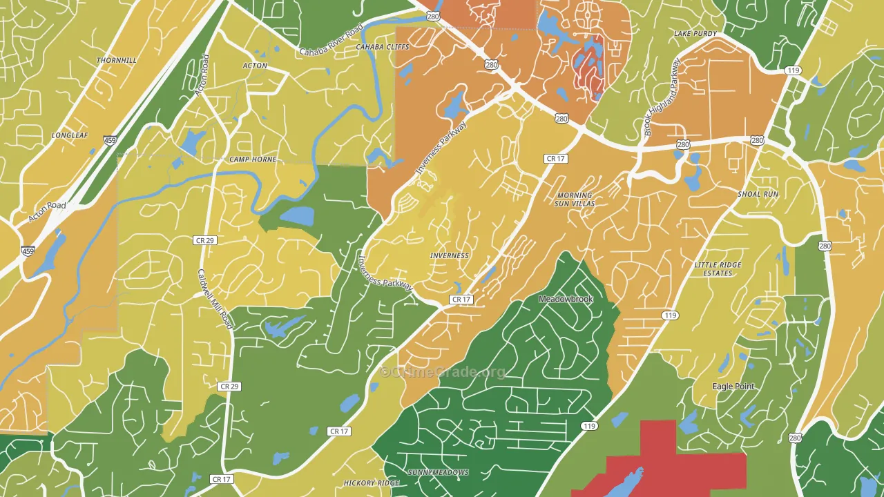 Inverness, Hoover, AL Map of Vandalism Rates
