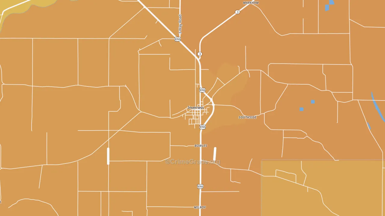 Inverness, MS Map of Vandalism Rates