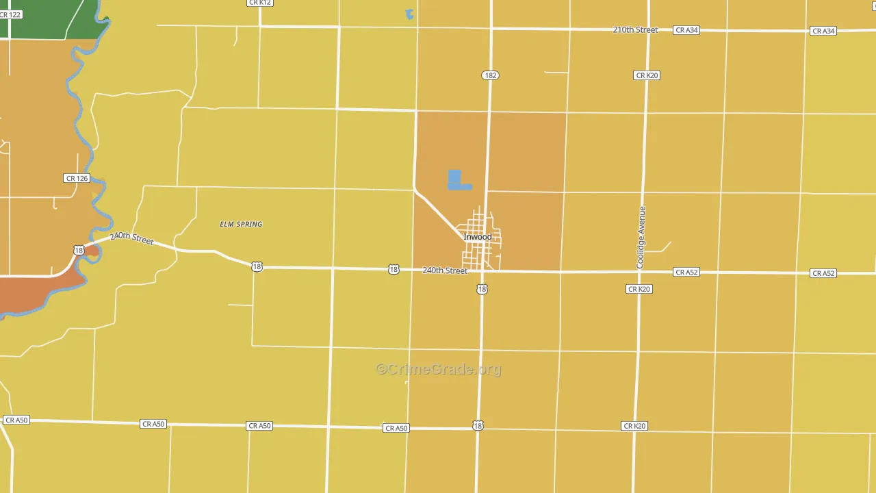 Inwood, IA Map of Vandalism Rates