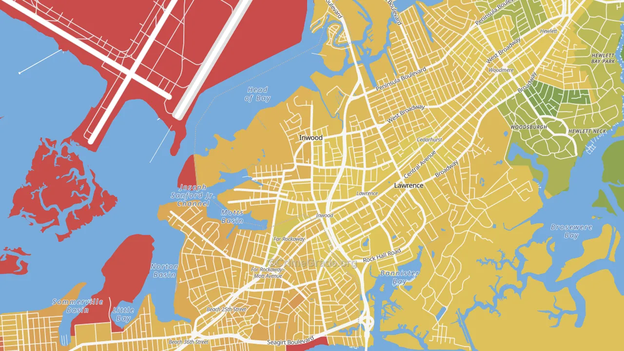 Inwood, NY Map of Vandalism Rates