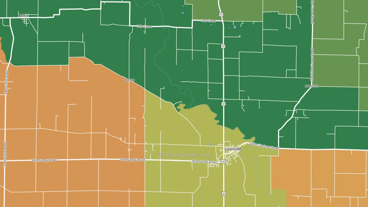 Iola, IL Map of Vandalism Rates