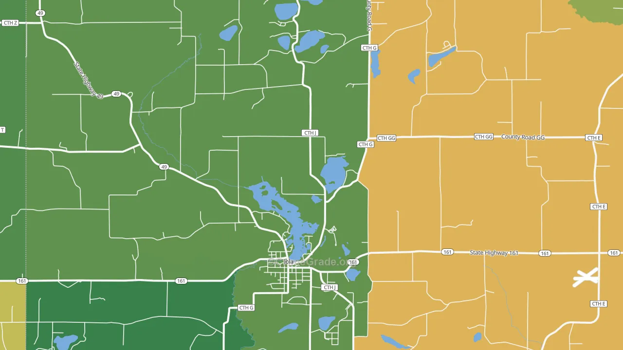 Iola, WI Map of Vandalism Rates
