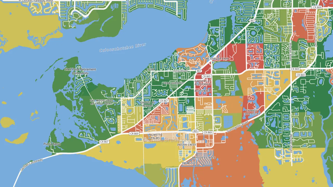 Iona, FL Map of Vandalism Rates