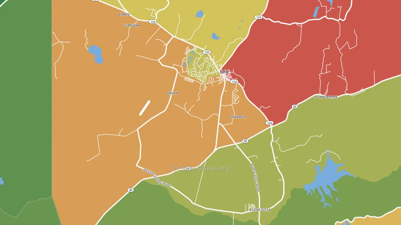 Ione, CA Map of Vandalism Rates