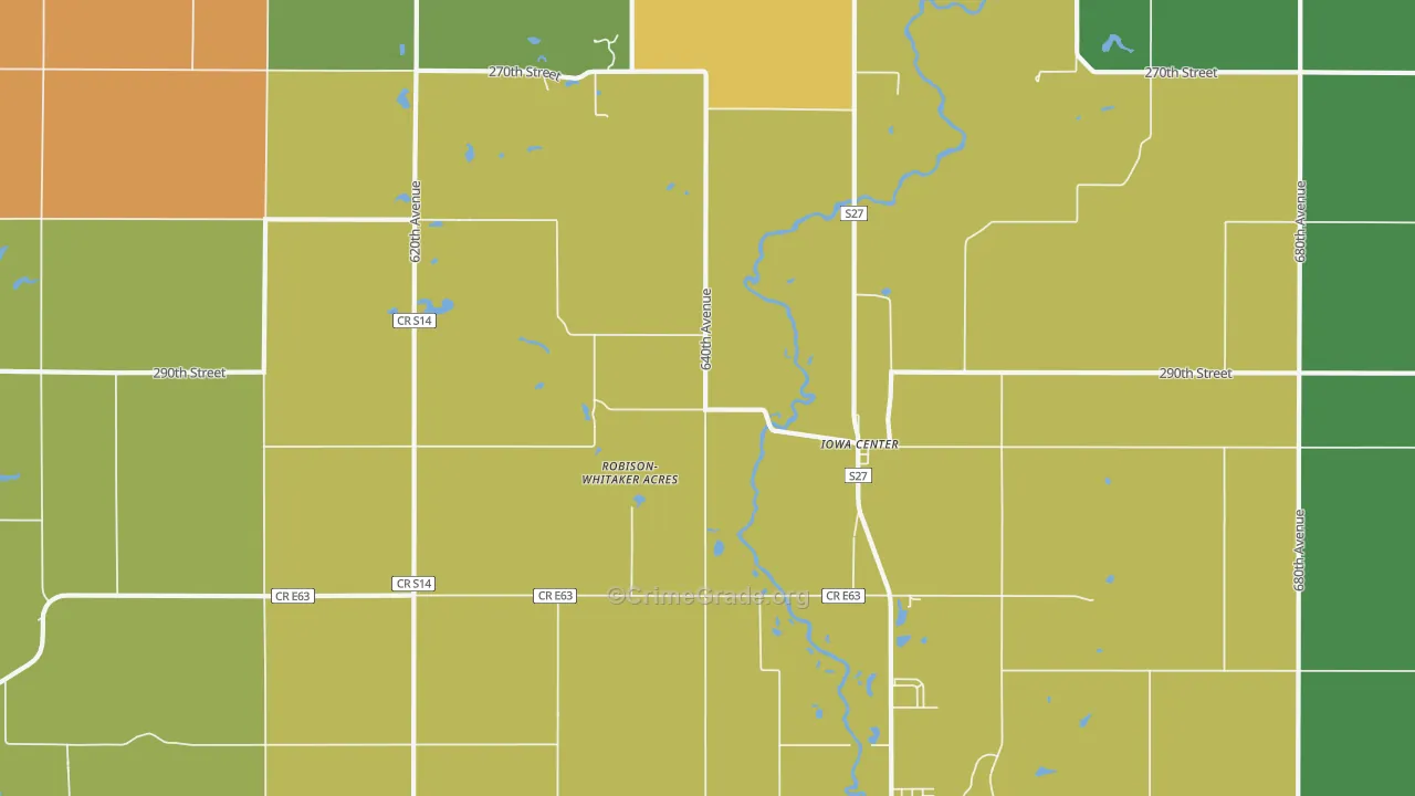 Iowa Center, IA Map of Vandalism Rates