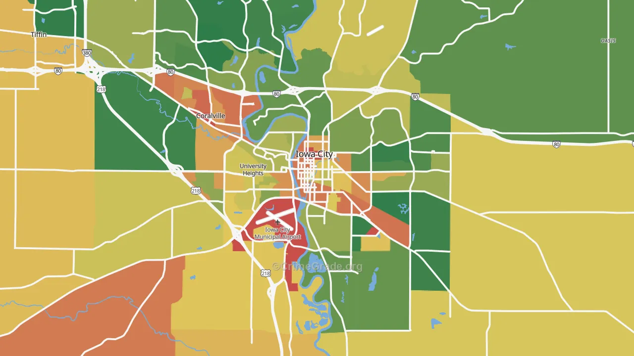 Iowa City, IA Map of Vandalism Rates