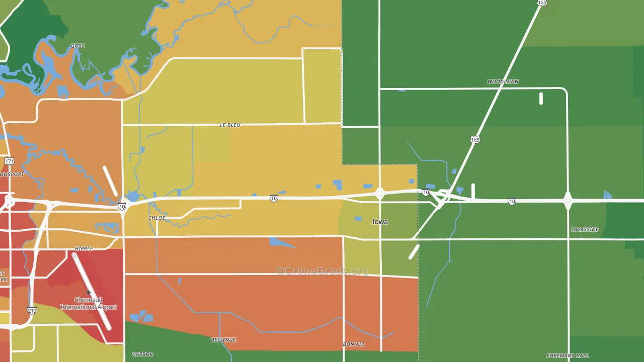 Iowa, LA Map of Vandalism Rates