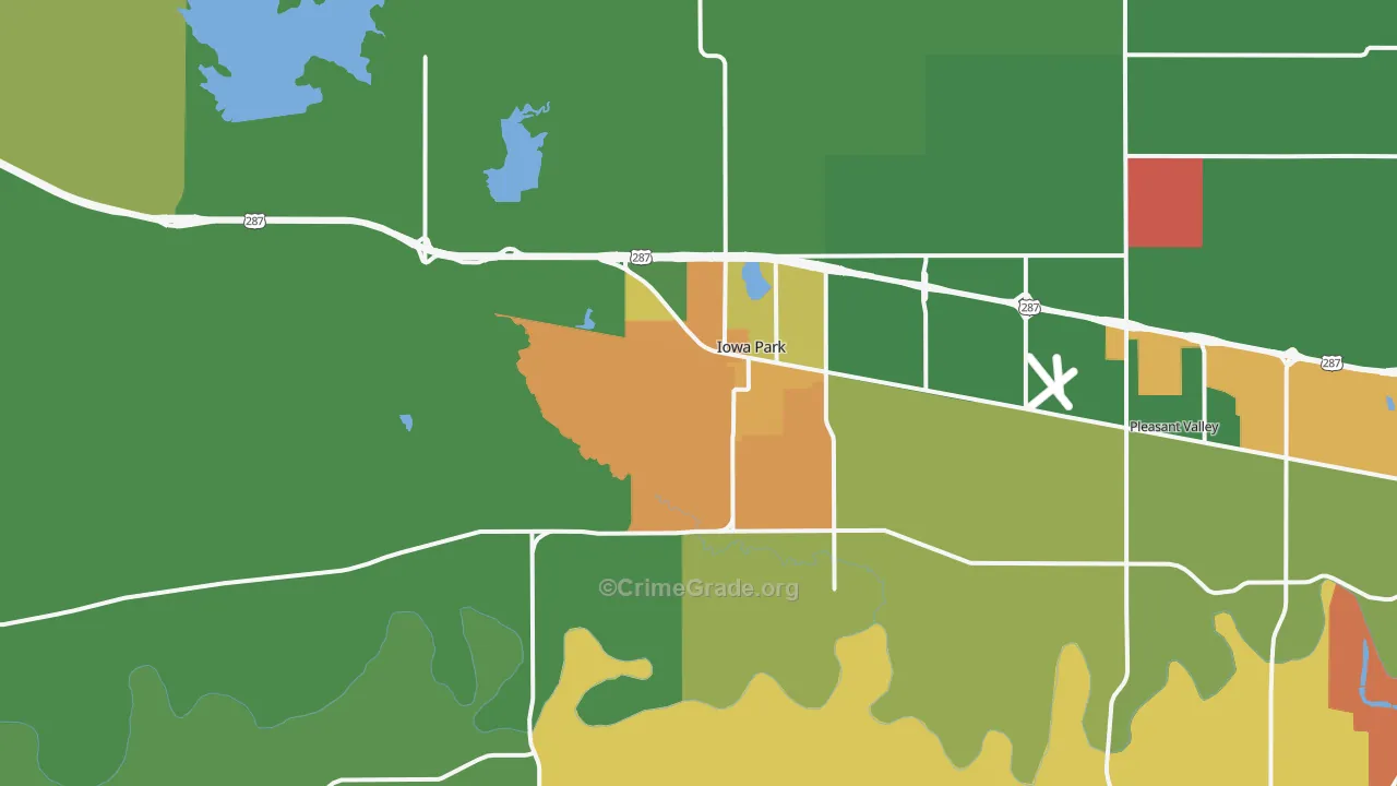 Iowa Park, TX Map of Vandalism Rates