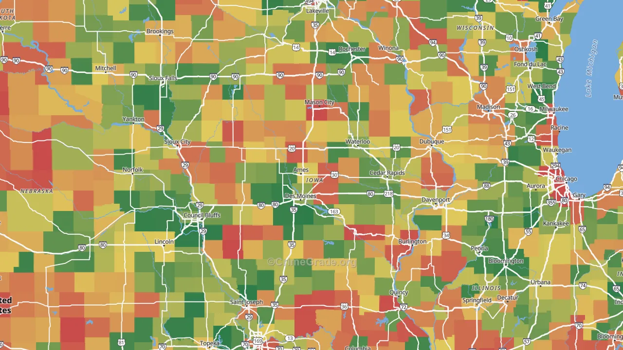 Iowa Map of Vandalism Rates