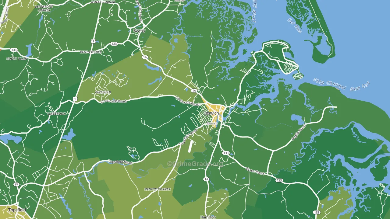 Ipswich, MA Map of Vandalism Rates