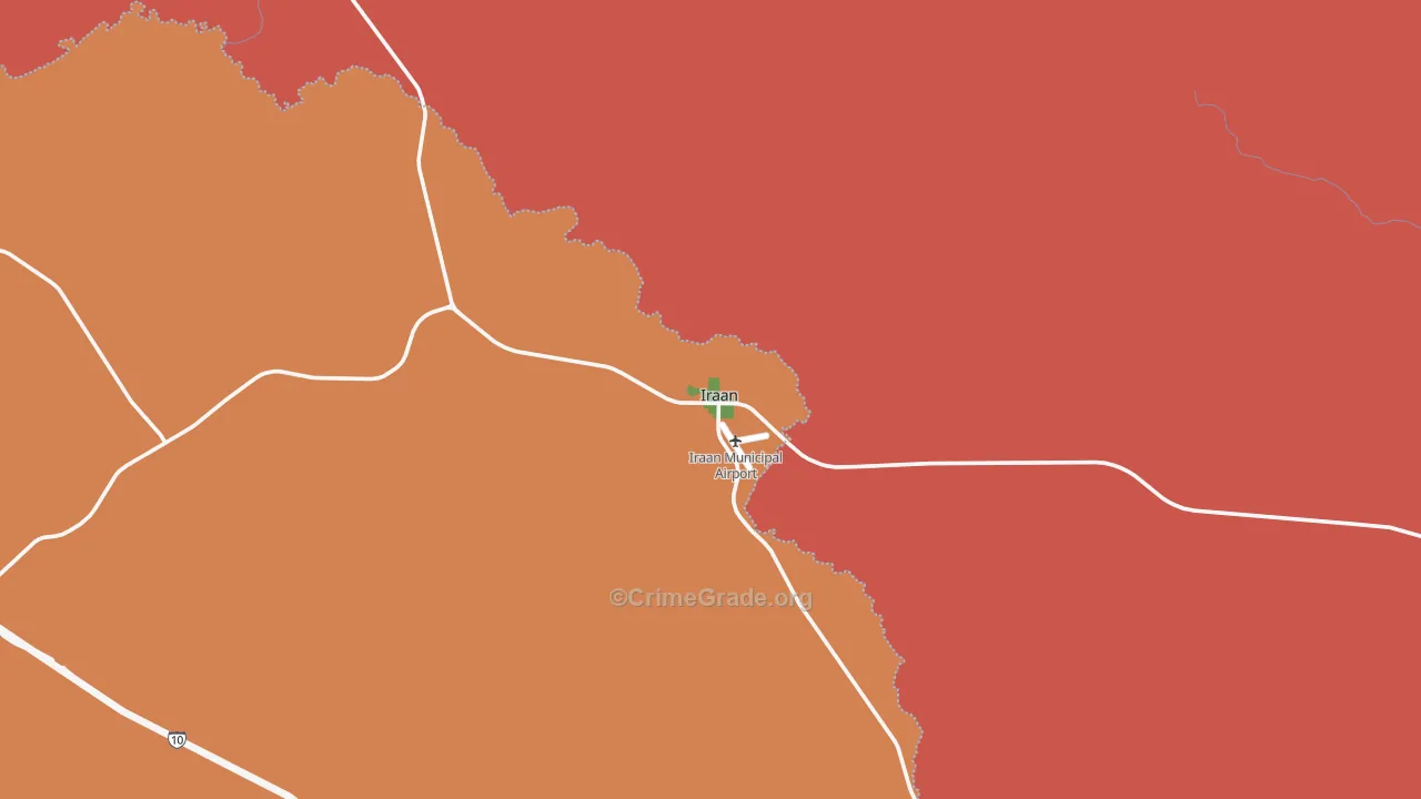Iraan, TX Map of Vandalism Rates