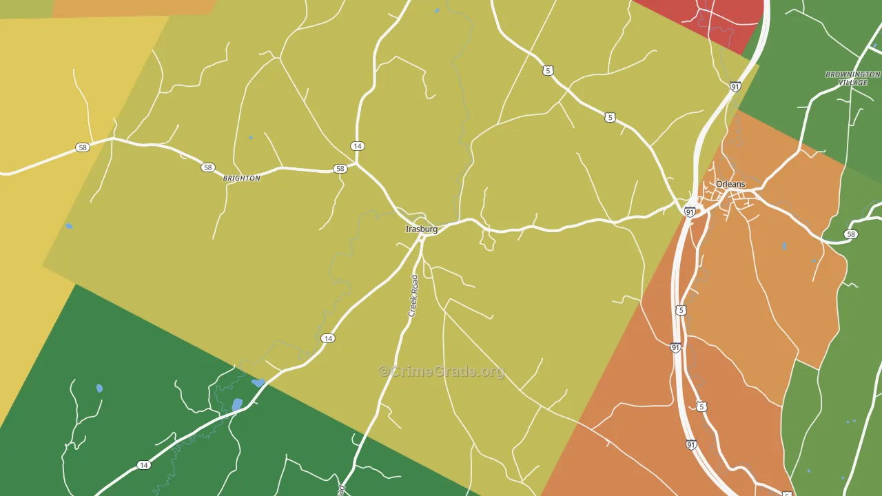 Irasburg, VT Map of Vandalism Rates