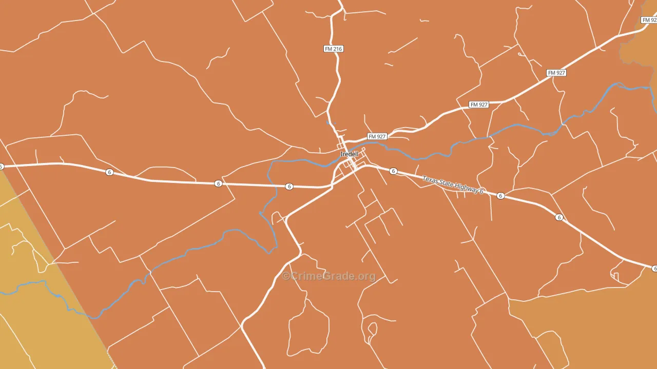 Iredell, TX Map of Vandalism Rates