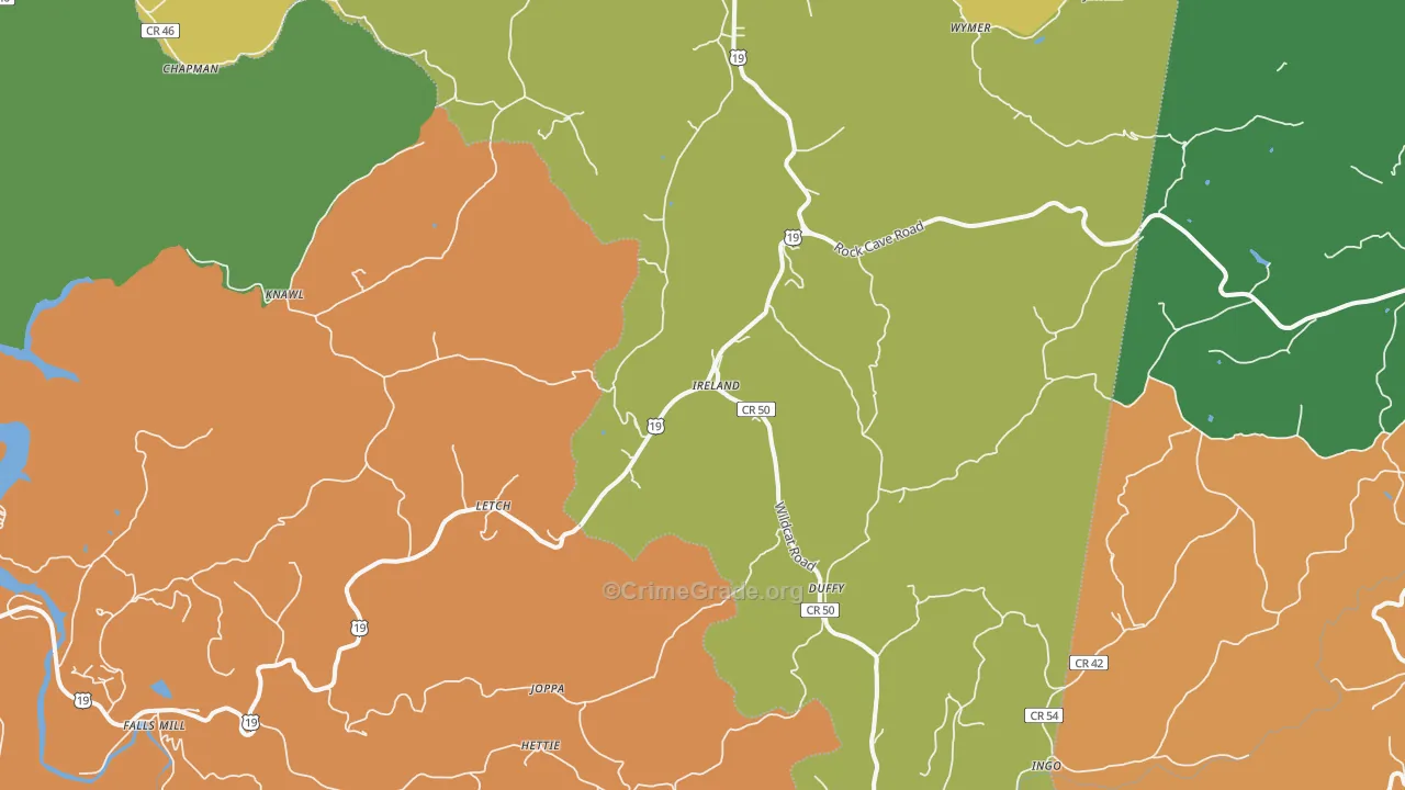 Ireland, WV Map of Vandalism Rates