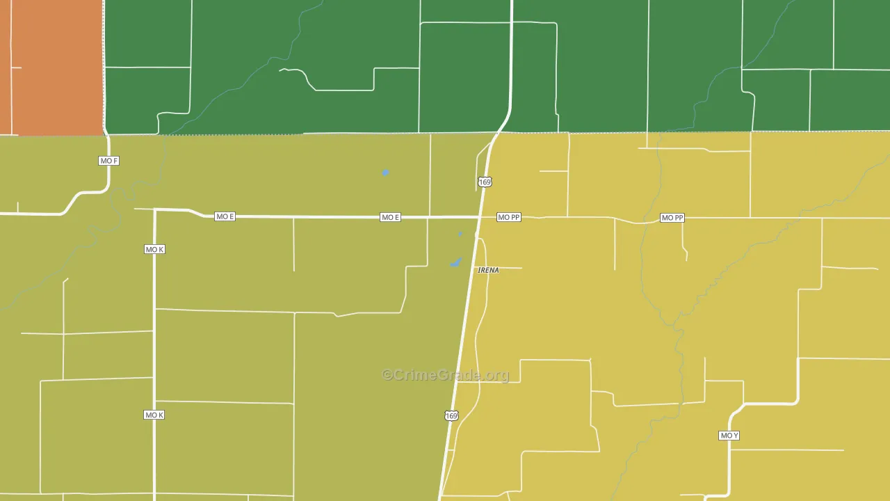 Irena, MO Map of Vandalism Rates