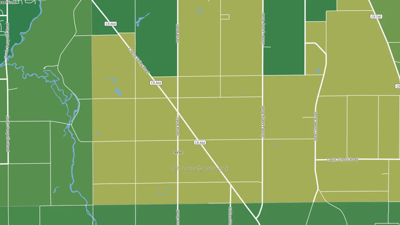 Irene, IL Map of Vandalism Rates