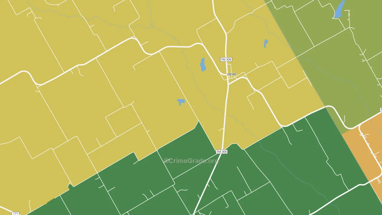 Irene, TX Map of Vandalism Rates