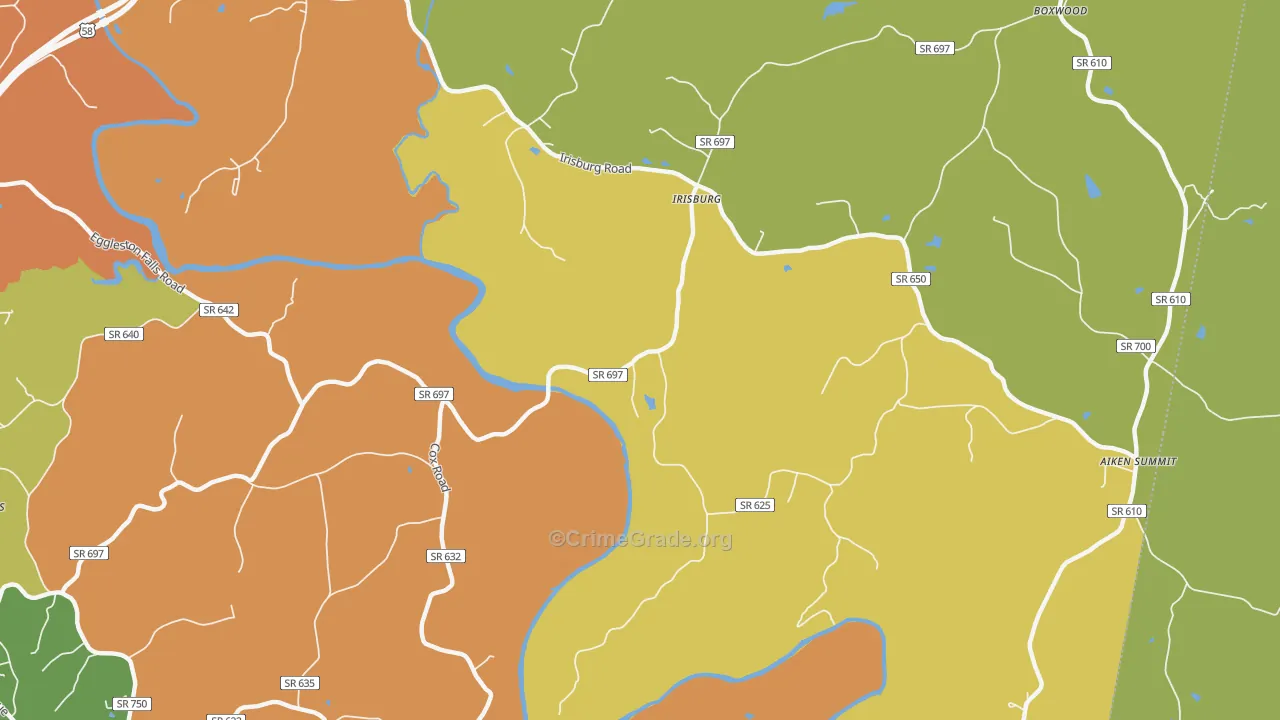 Irisburg, VA Map of Vandalism Rates