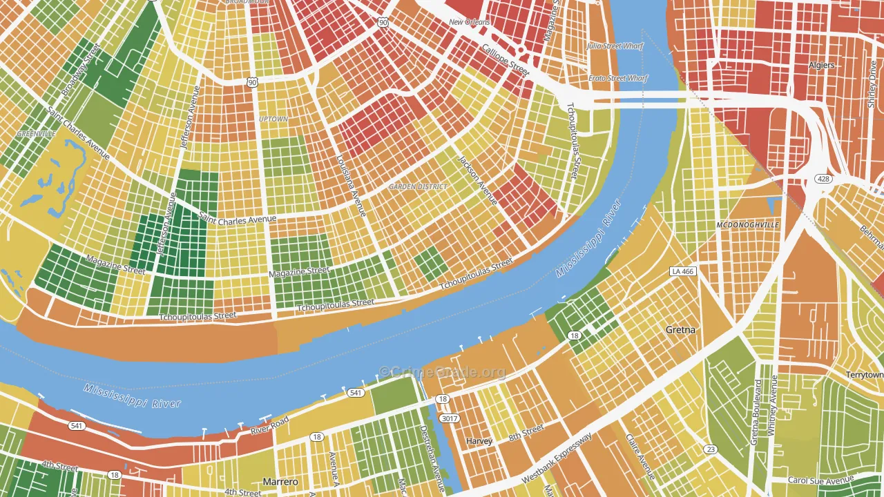 Irish Channel, New Orleans, LA Map of Vandalism Rates