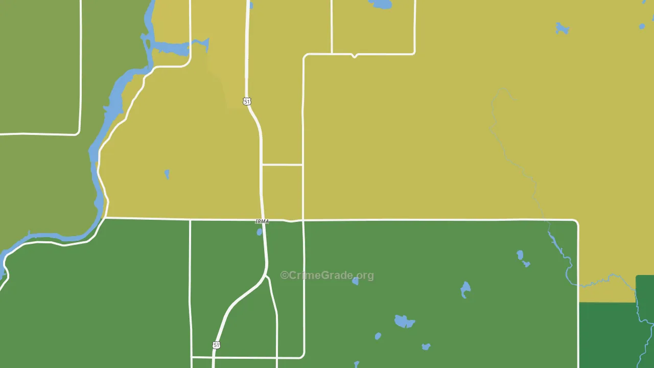Irma, WI Map of Vandalism Rates
