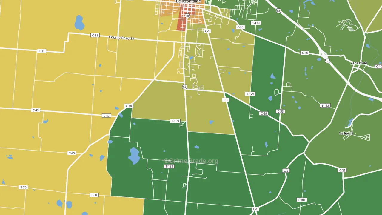 Iron City, OH Map of Vandalism Rates