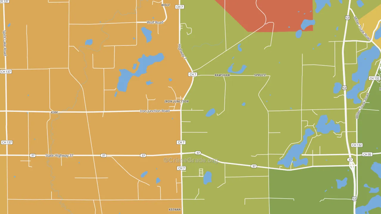 Iron Junction, MN Map of Vandalism Rates
