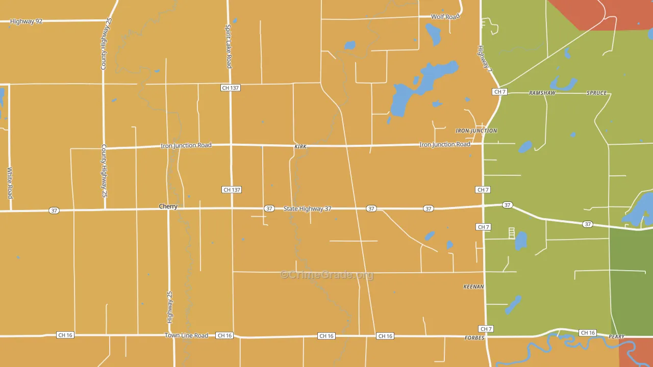 Iron, MN Map of Vandalism Rates
