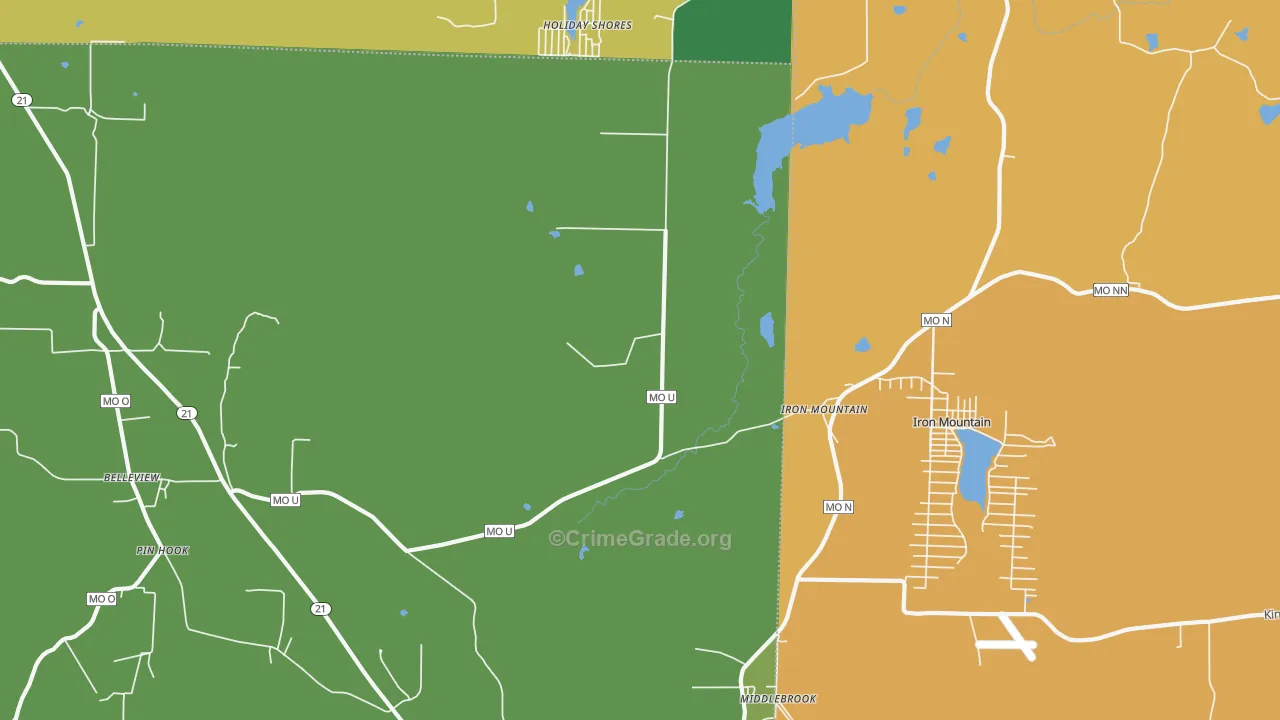 Iron Mountain, MO Map of Vandalism Rates