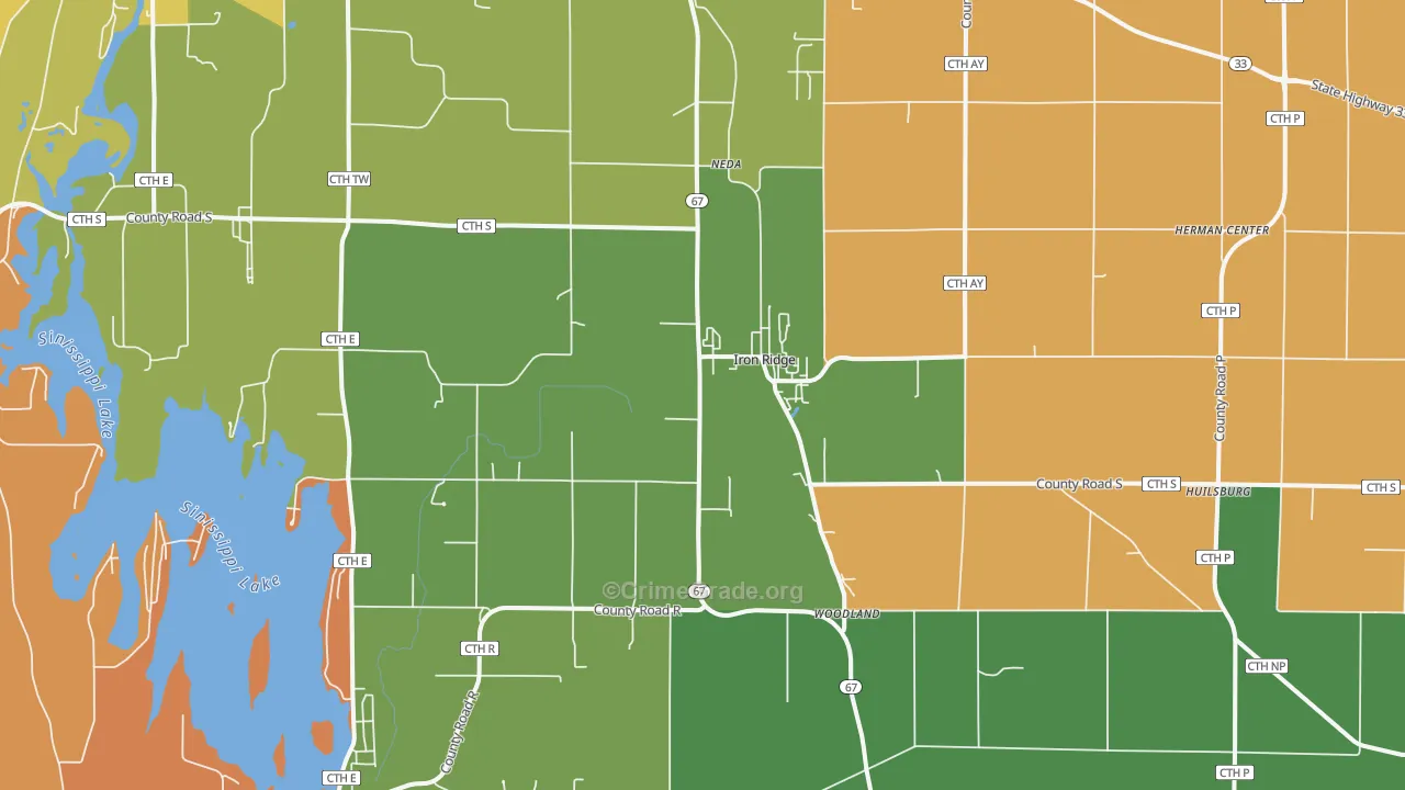 Iron Ridge, WI Map of Vandalism Rates
